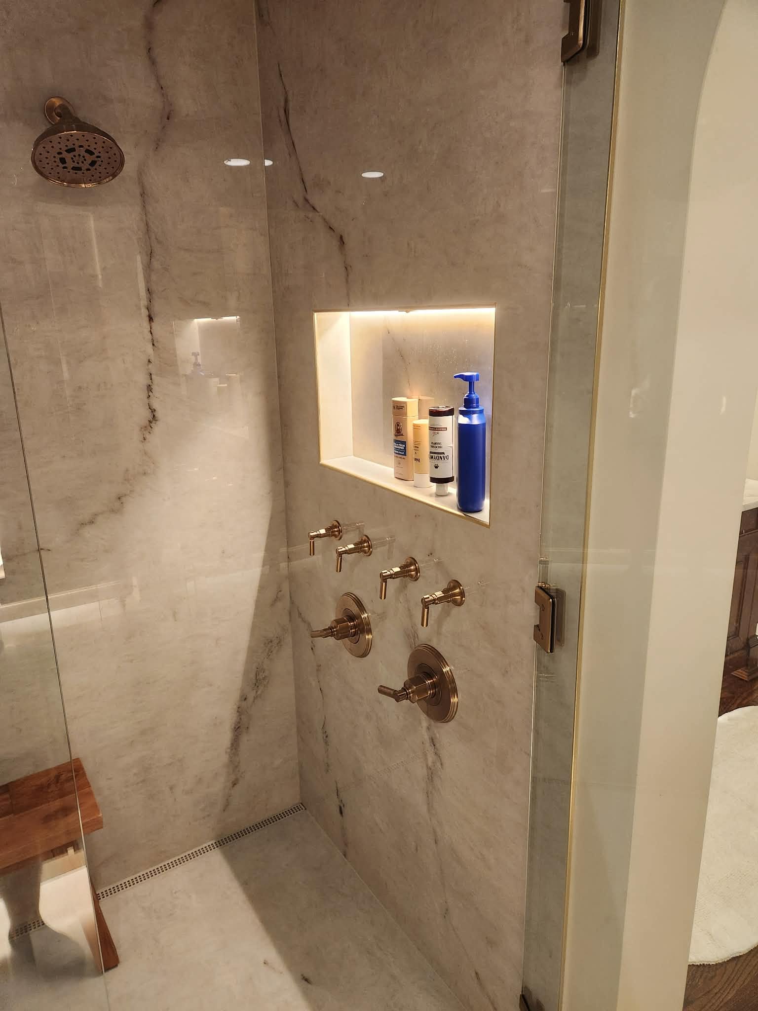 Finished shower fixture plumbing