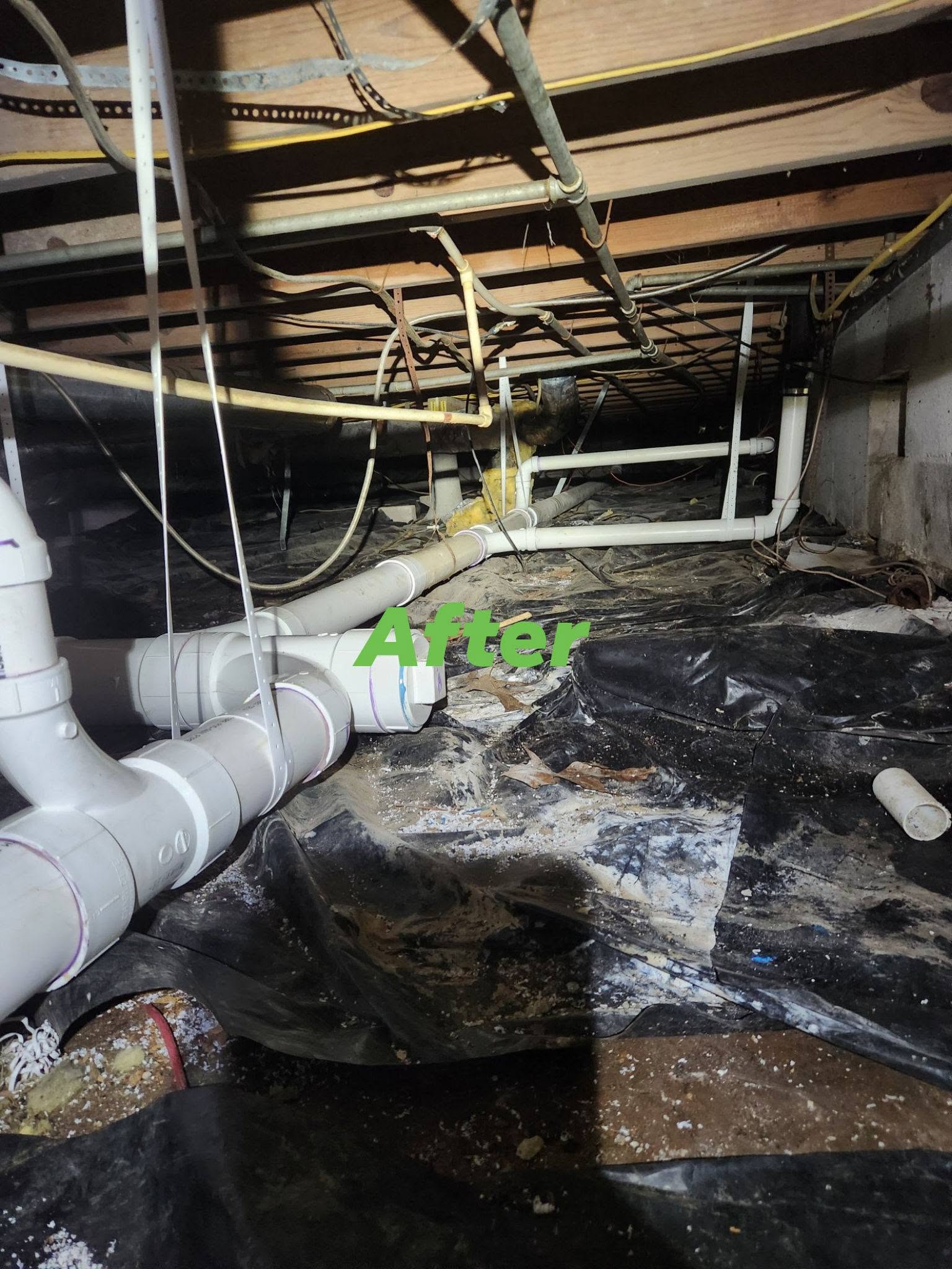After: replaced crawlspace drain lines