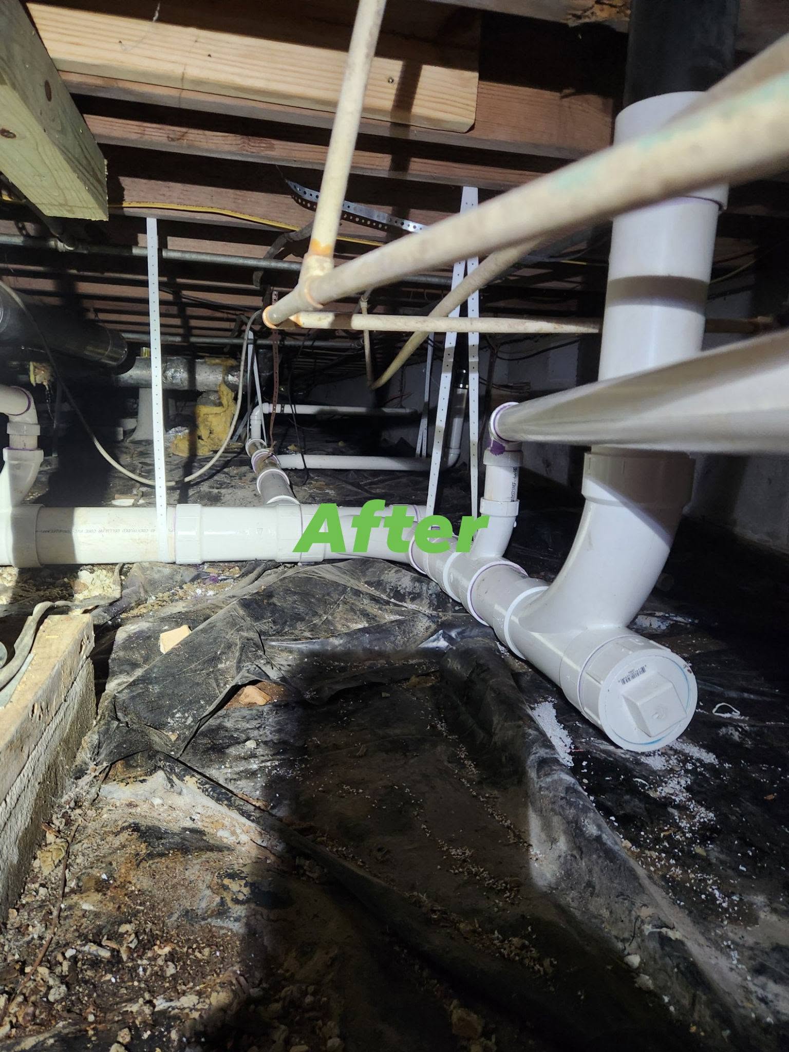After: replaced crawlspace branch runs