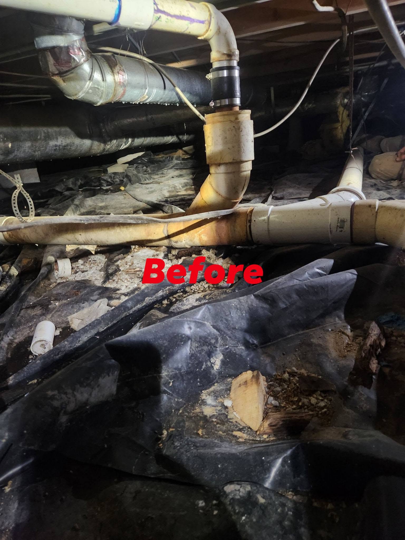 Before: original crawlspace branch runs